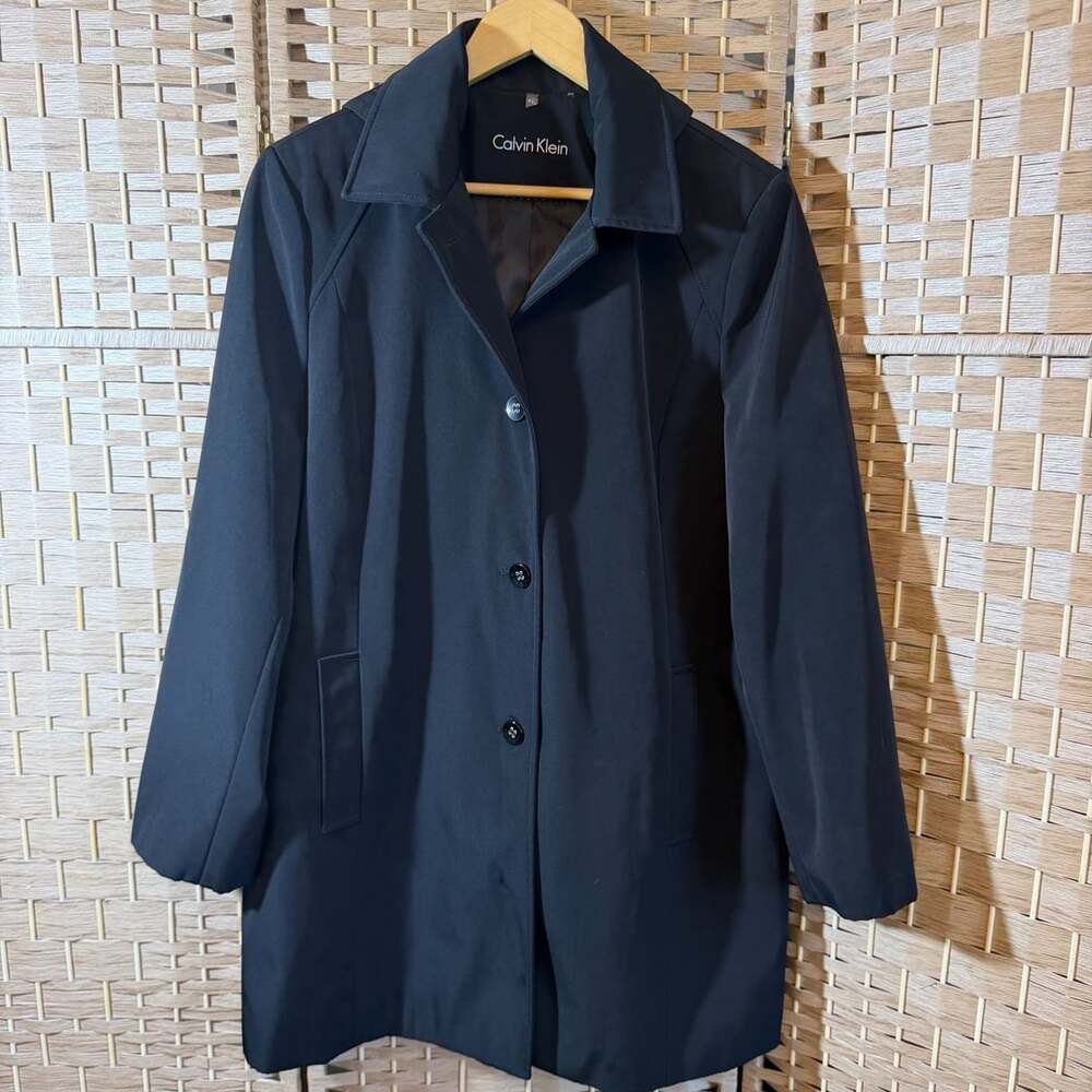 Calvin Klein Raincoat Jacket Size PXL Black Hooded Trench